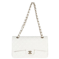Chanel White Quilted Caviar Medium Classic Double Flap Bag Handbag av
