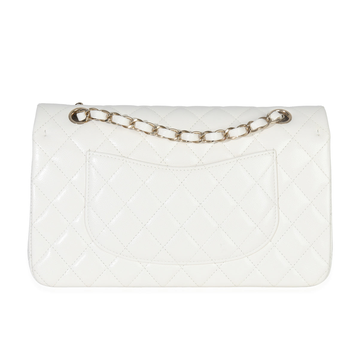 Chanel White Quilted Caviar Medium Classic Double Flap Bag Handbag bv