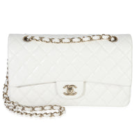 Chanel White Quilted Caviar Medium Classic Double Flap Bag Handbag fv