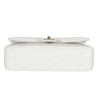 Chanel White Quilted Caviar Medium Classic Double Flap Bag Handbag stamp
