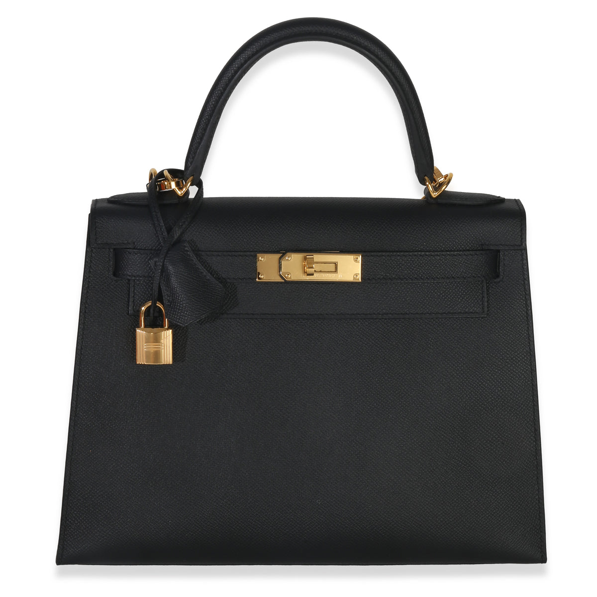 Hermès Black Epsom Kelly Sellier 28 GHW Handbag fv