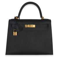 Hermès Black Epsom Kelly Sellier 28 GHW Handbag fv