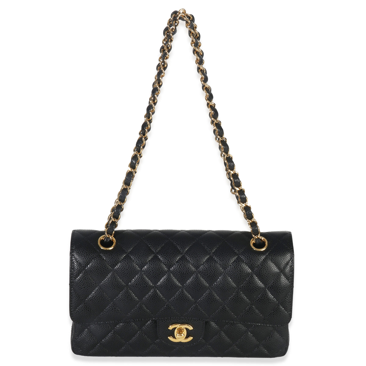 Chanel Black Quilted Caviar Medium Classic Double Flap Handbag Handbag av
