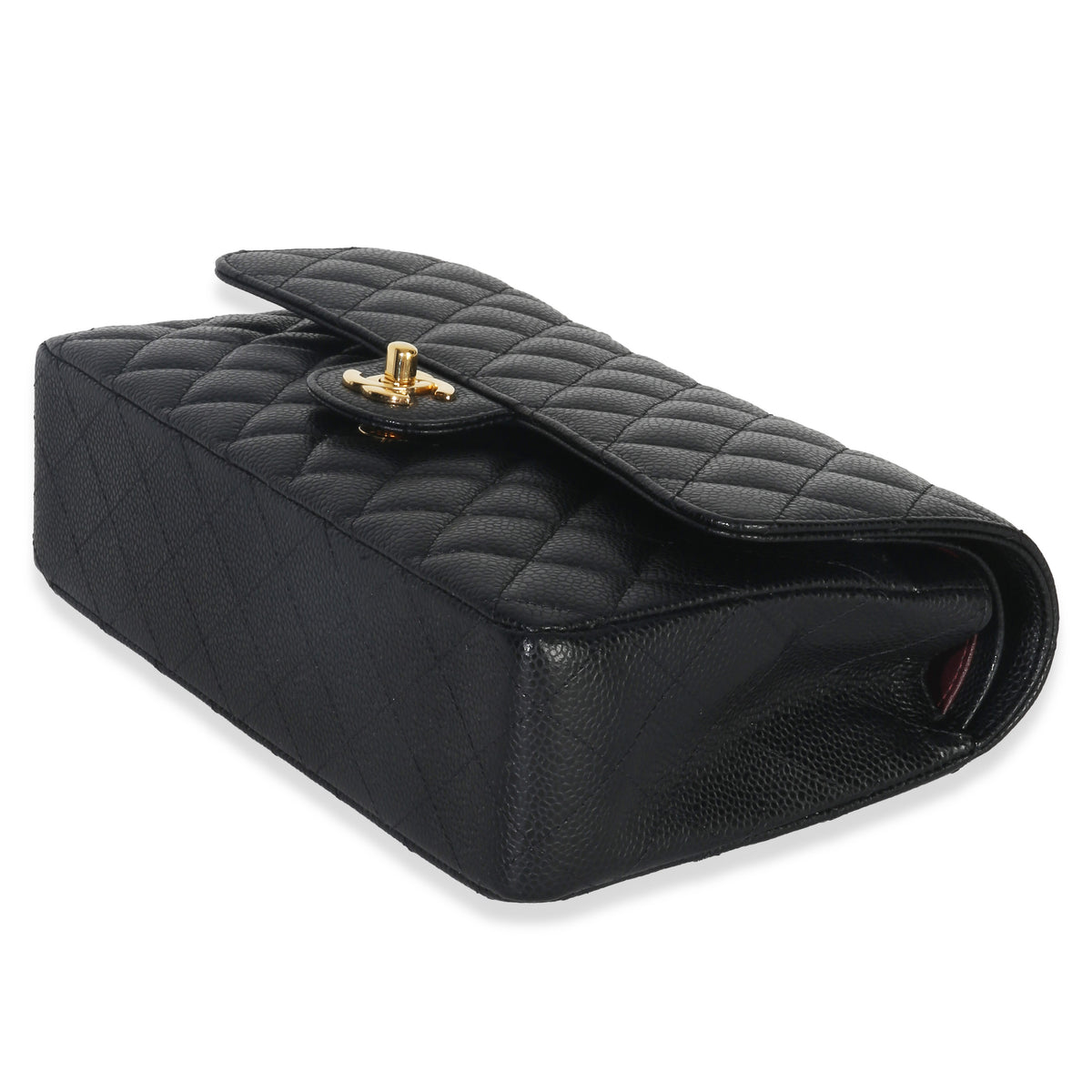 Chanel Black Quilted Caviar Medium Classic Double Flap Handbag Handbag box