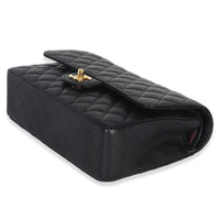 Chanel Black Quilted Caviar Medium Classic Double Flap Handbag Handbag box