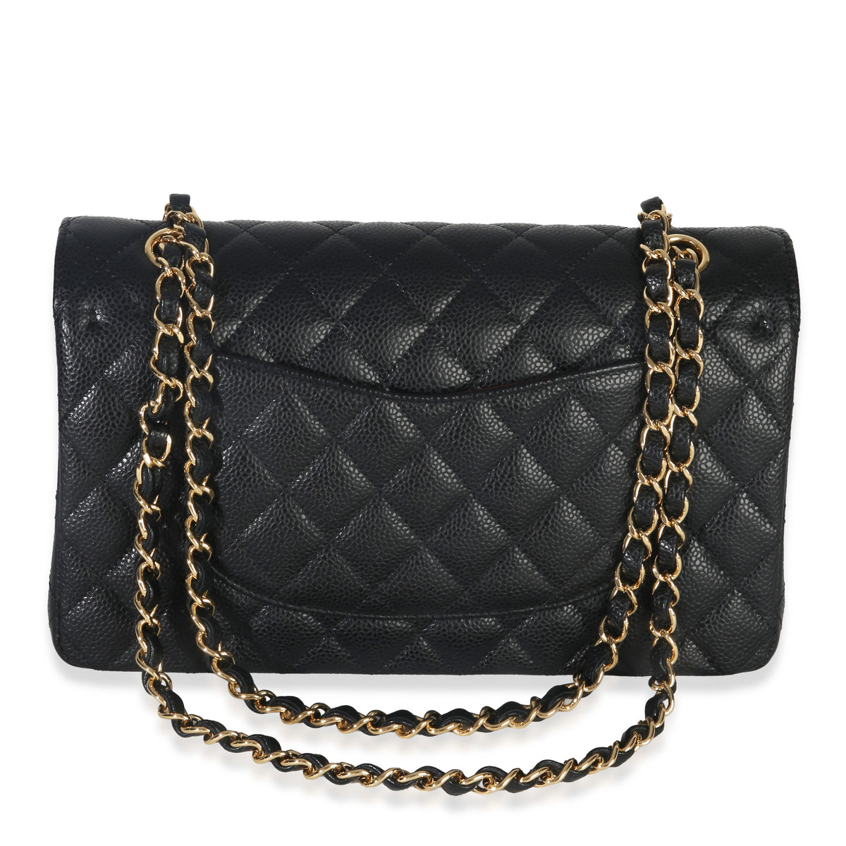 Chanel Black Quilted Caviar Medium Classic Double Flap Handbag Handbag bv
