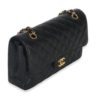 Chanel Black Quilted Caviar Medium Classic Double Flap Handbag Handbag pv