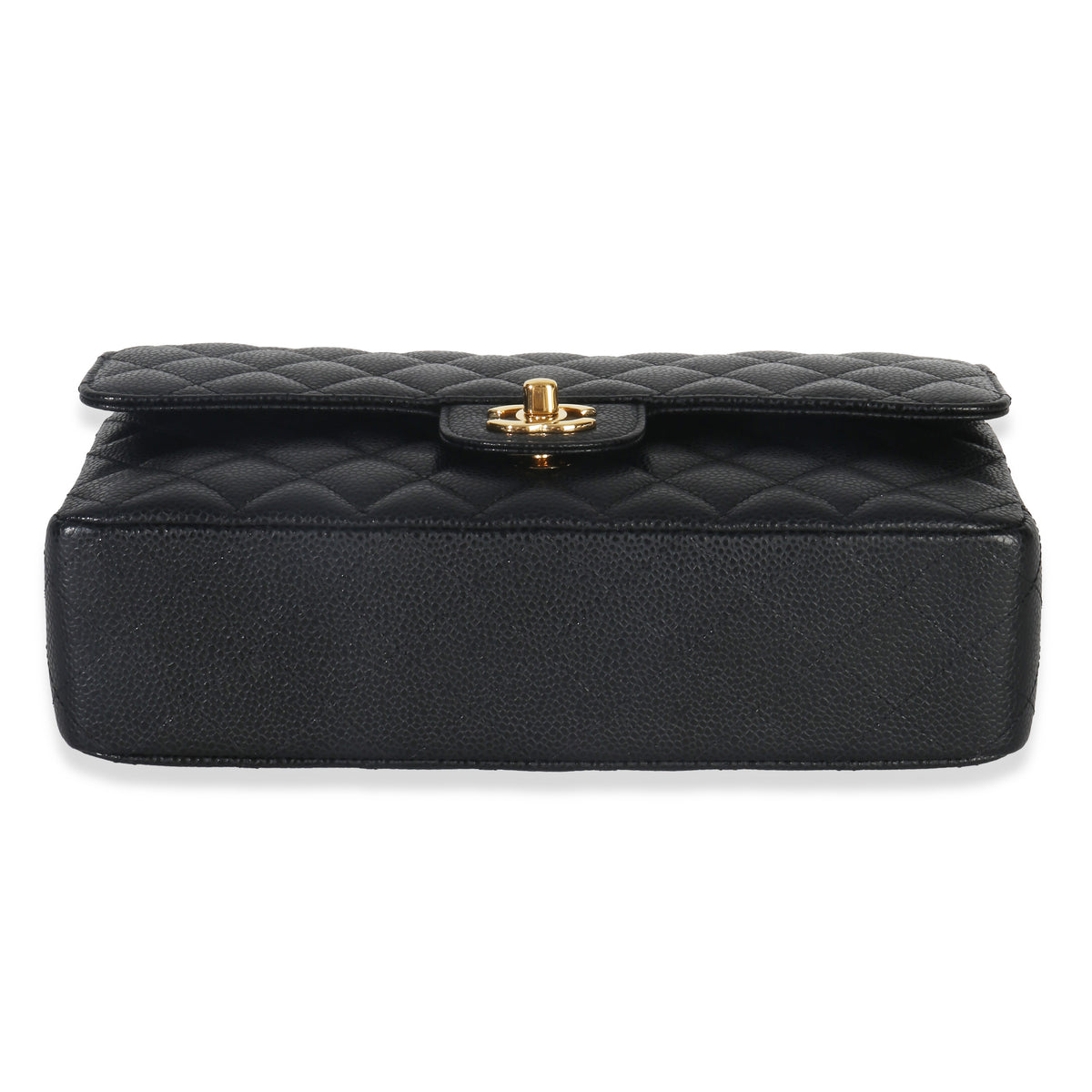 Chanel Black Quilted Caviar Medium Classic Double Flap Handbag Handbag stamp