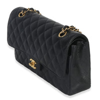 Chanel Black Quilted Caviar Medium Classic Double Flap Handbag Handbag sv