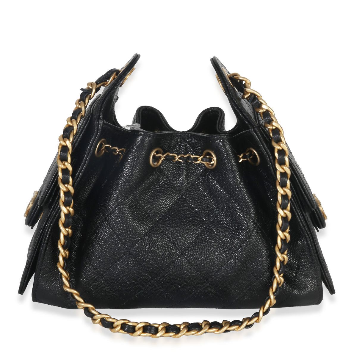 Chanel Black Quilted Caviar Mini  25 Hobo Handbag Handbag bv