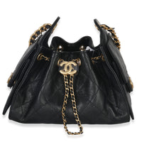 Chanel Black Quilted Caviar Mini  25 Hobo Handbag Handbag fv