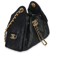 Chanel Black Quilted Caviar Mini  25 Hobo Handbag Handbag sv