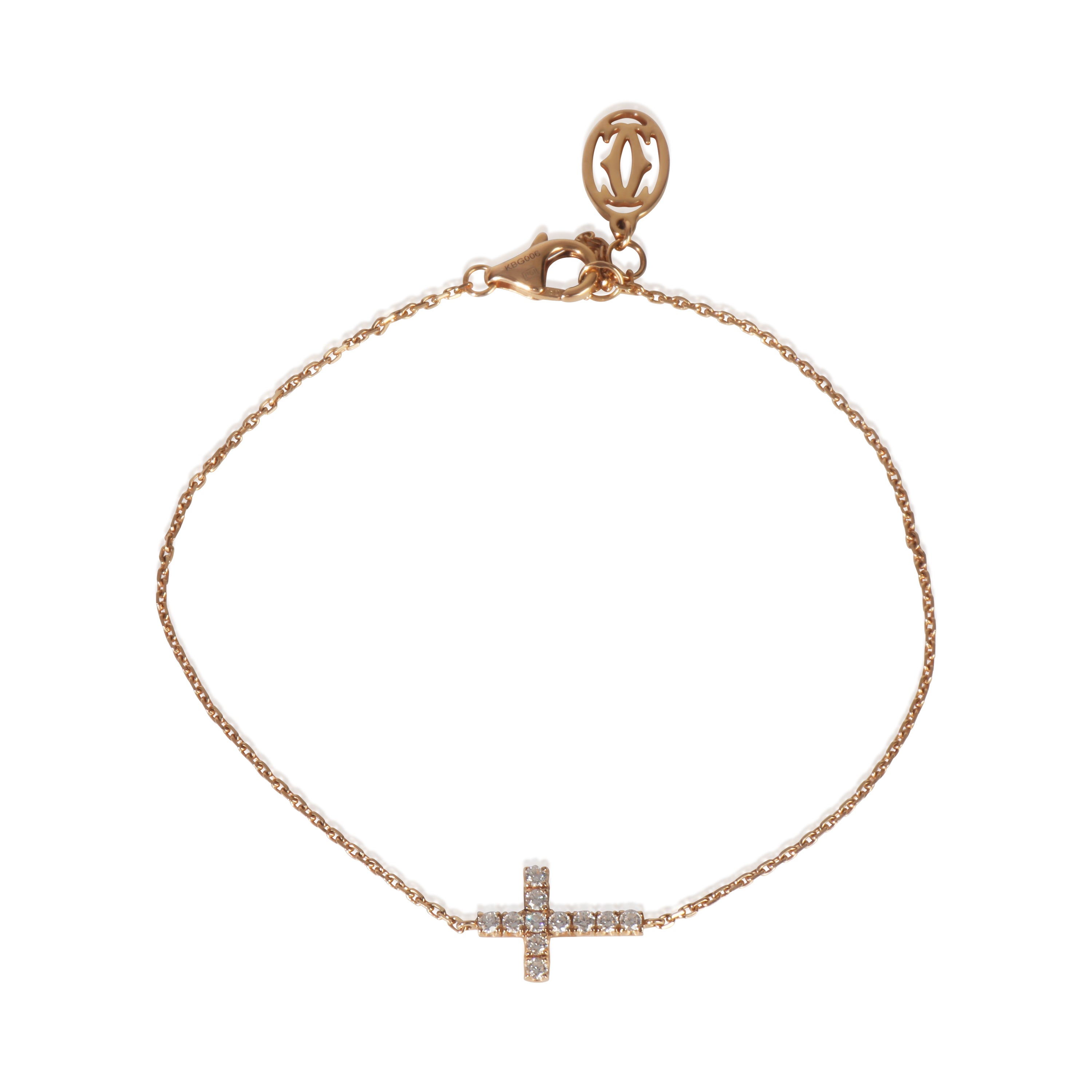 Cartier Rose Gold Diamond Symbols Cross Bracelet fv