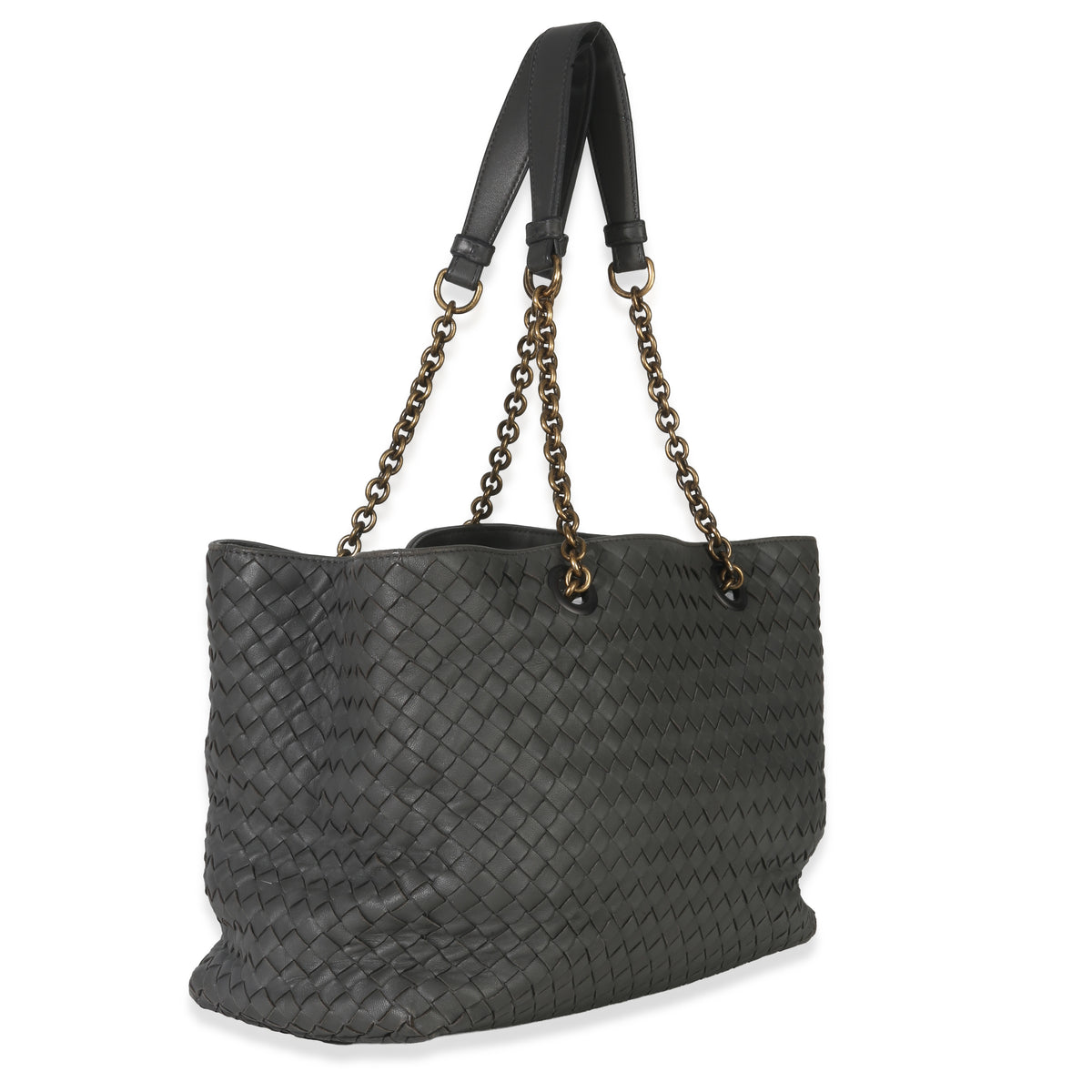 Bottega Veneta Grey Nappa Intrecciato Medium Chain Tote Handbag pv