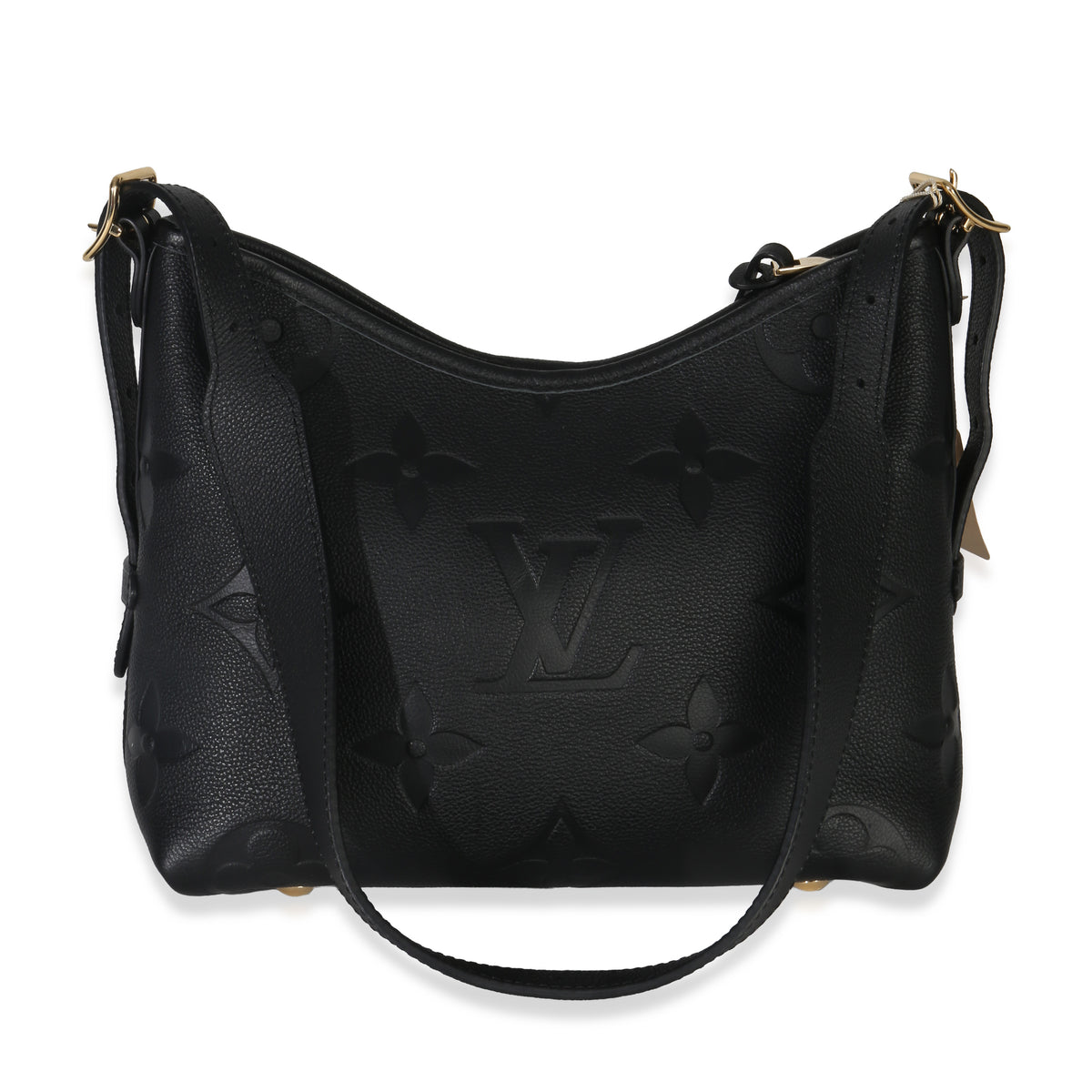 Louis Vuitton Black Giant Monogram Empreinte Carryall PM Handbag stamp
