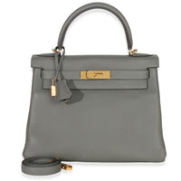 Hermès Gris Meyer Clemence Kelly 28 GHW Handbag fv