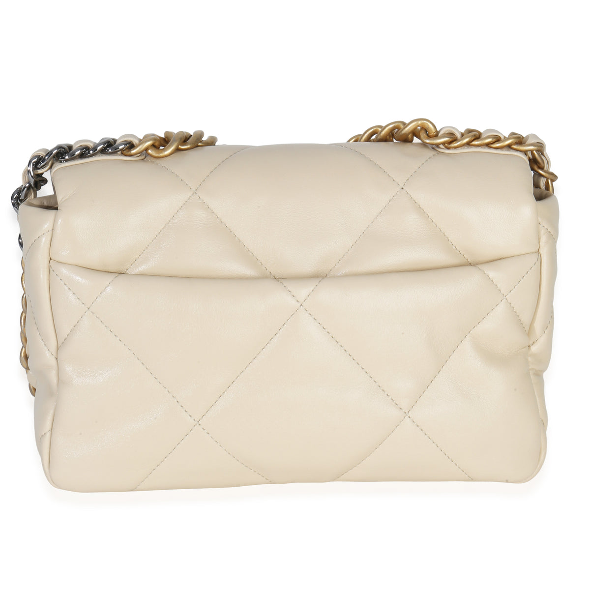 Chanel Beige Quilted Lambskin Medium  19 Flap Bag Handbag bv