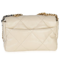 Chanel Beige Quilted Lambskin Medium  19 Flap Bag Handbag bv