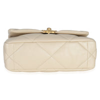 Chanel Beige Quilted Lambskin Medium  19 Flap Bag Handbag stamp