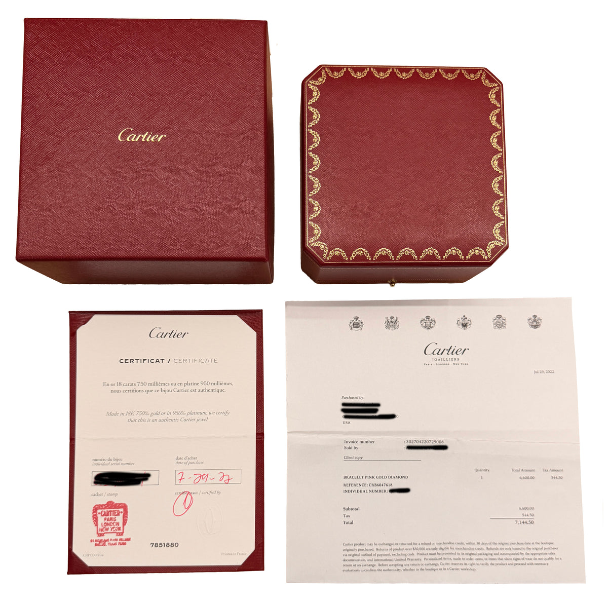 Cartier Rose Gold Diamond Small Model Love Bracelet box