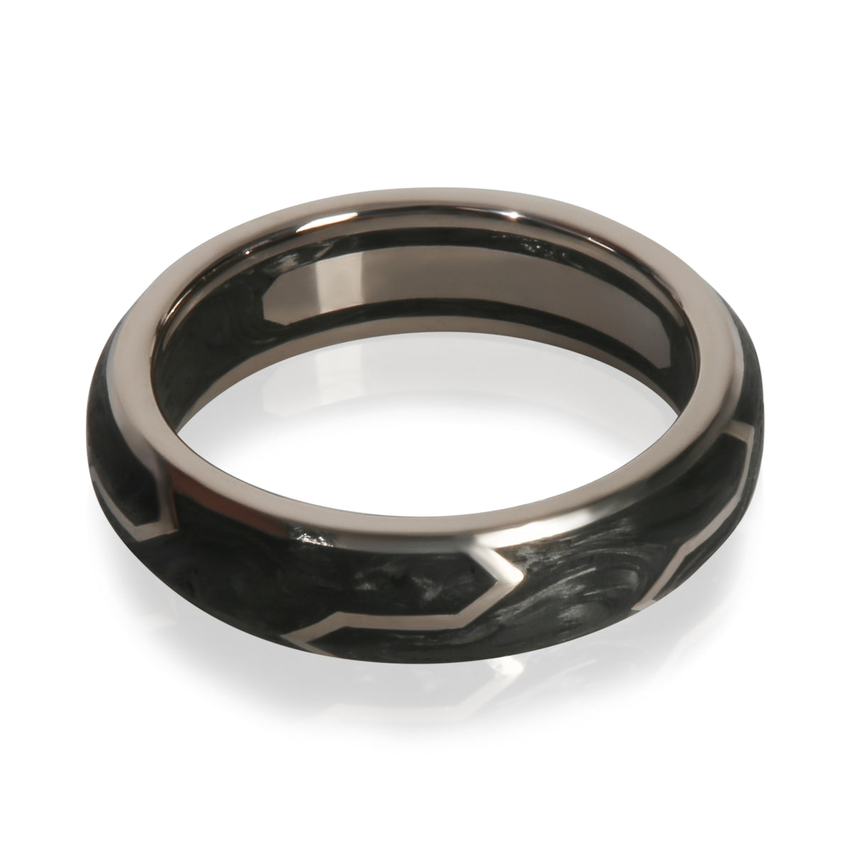 David Yurman White Gold  Forged Carbon Ring pv