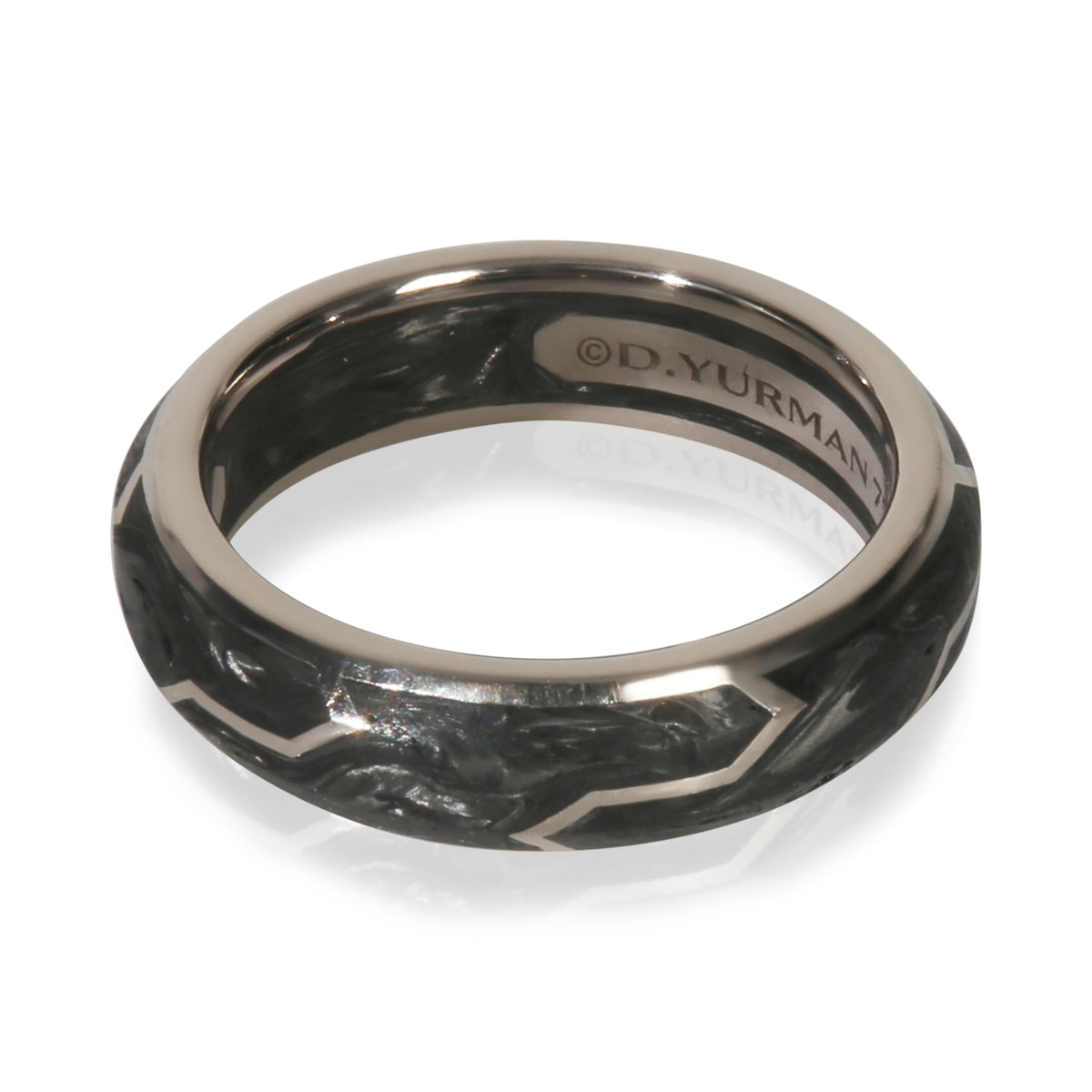 David Yurman White Gold  Forged Carbon Ring sv