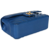 Chanel Blue Lambskin Chevron Mini Rectangular Flap Bag Handbag clasp