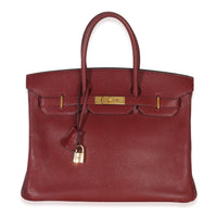 Hermès Rouge Grenat Chevre de Coromandel Birkin 35 PHW Handbag fv