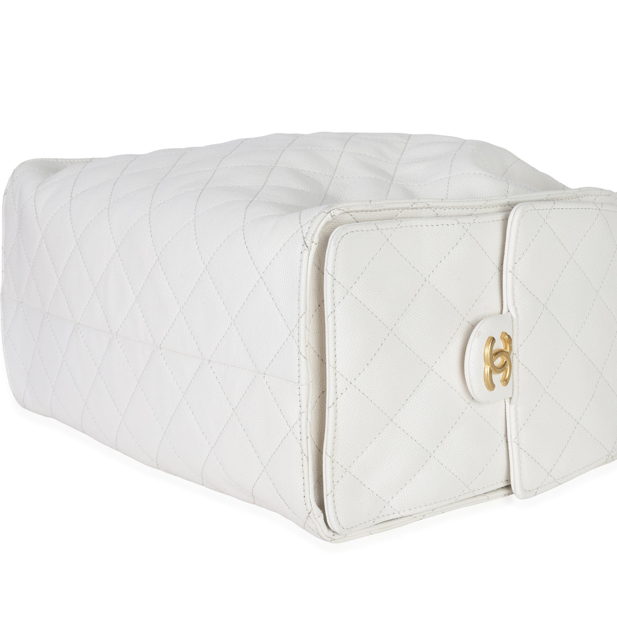 Chanel White Quilted Caviar Large  25 Hobo Handbag Handbag box