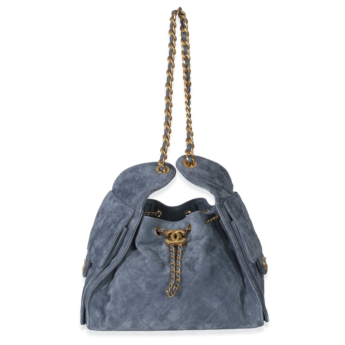 Chanel Blue Quilted Suede Small  25 Hobo Handbag ad1