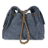 Chanel Blue Quilted Suede Small  25 Hobo Handbag bv