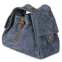 Chanel Blue Quilted Suede Small  25 Hobo Handbag sv