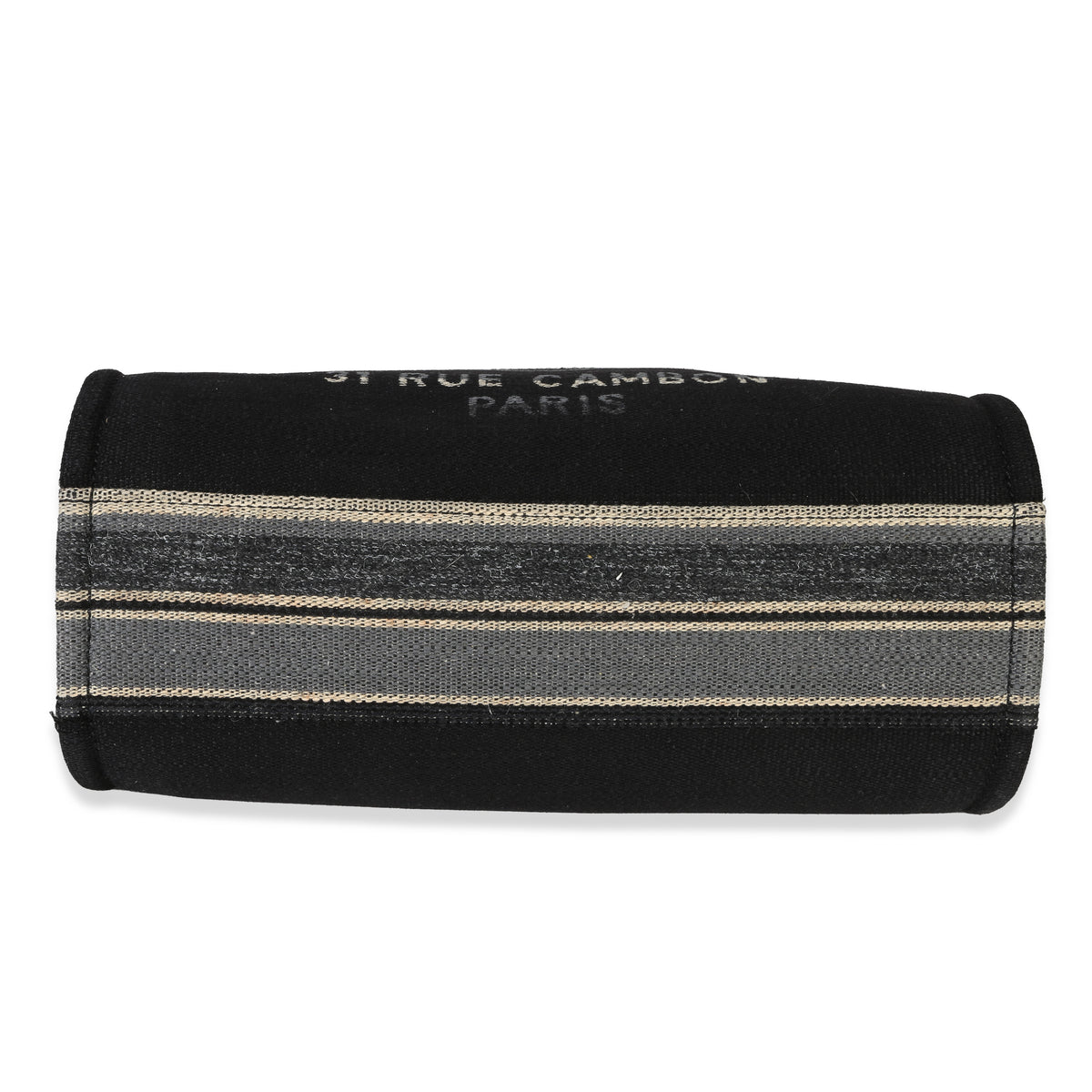 Chanel Blue Canvas Striped Small Deauville Shopping Tote Handbag stamp