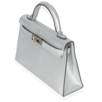 Hermès Argent Metallic Chevre Chamkilight Sellier Mini Kelly II 20 PHW Handbag bv