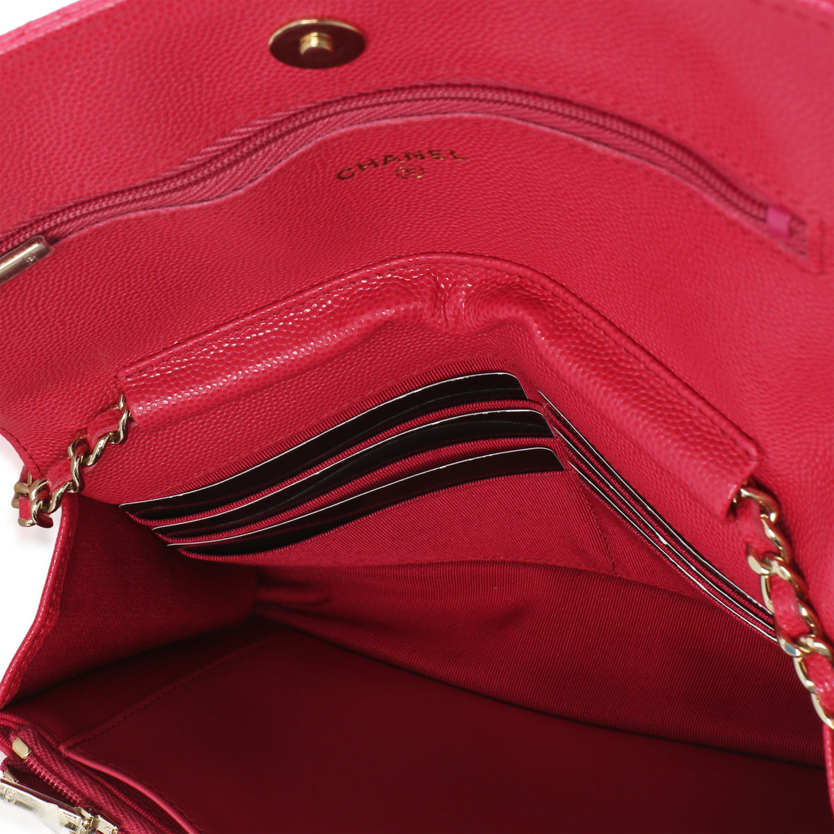 Chanel Dark Pink Quilted Caviar Wallet On Chain Handbag ad1