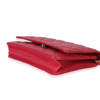 Chanel Dark Pink Quilted Caviar Wallet On Chain Handbag box