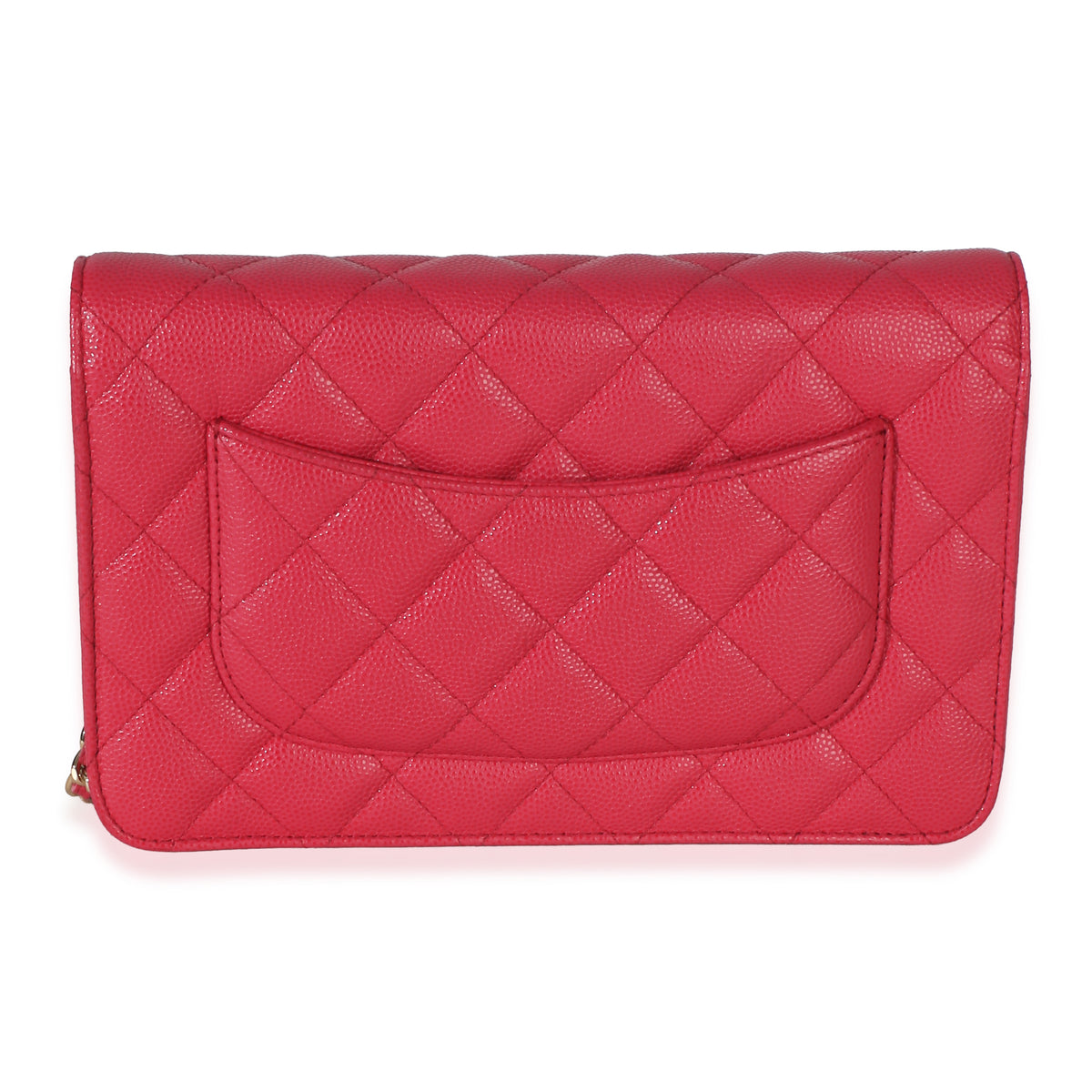 Chanel Dark Pink Quilted Caviar Wallet On Chain Handbag bv
