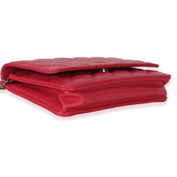 Chanel Dark Pink Quilted Caviar Wallet On Chain Handbag clasp