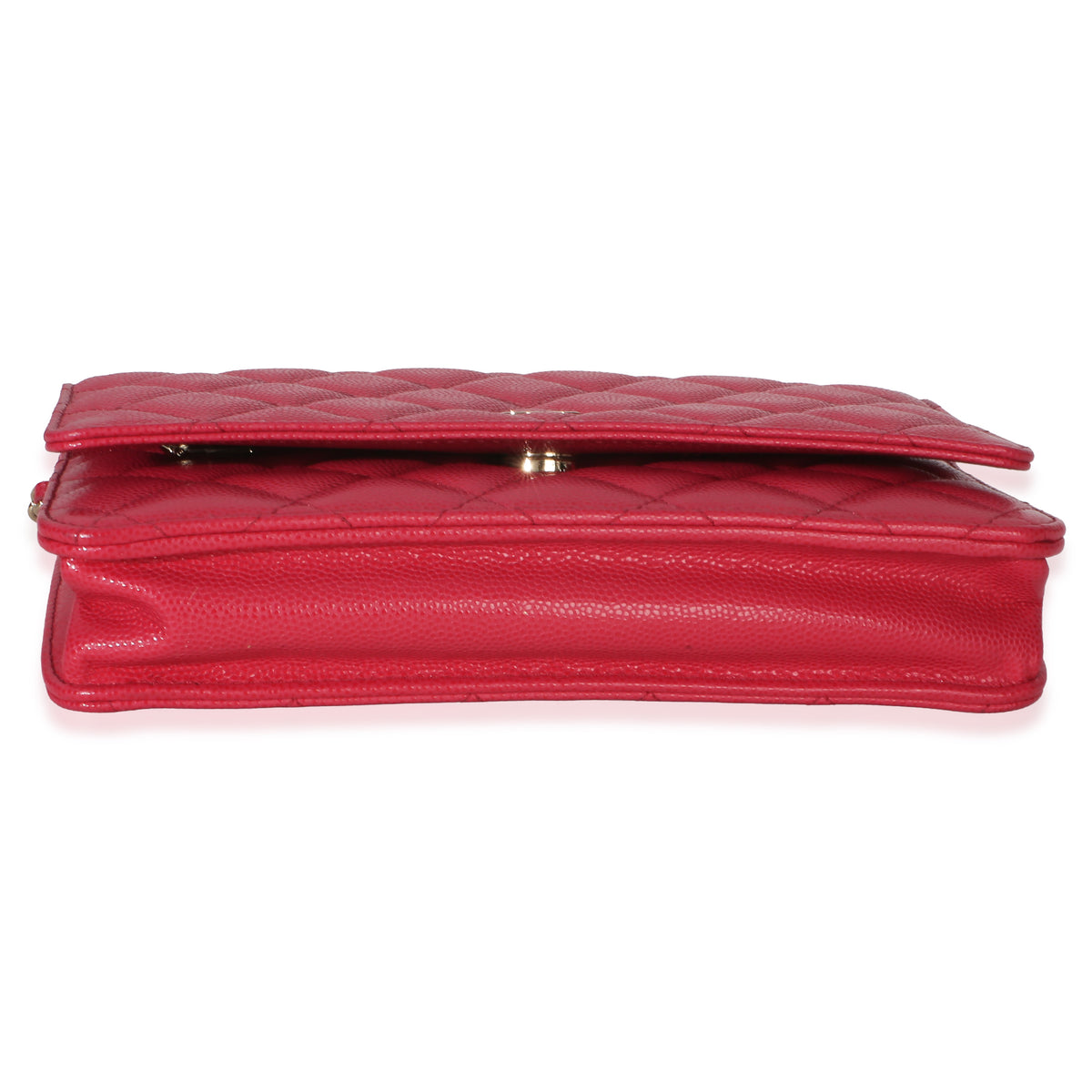 Chanel Dark Pink Quilted Caviar Wallet On Chain Handbag stamp