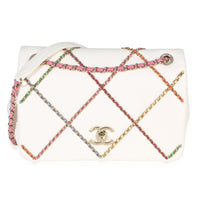 Chanel White Lambskin Multicolor Chain Intertwined Small Flap Bag Handbag fv