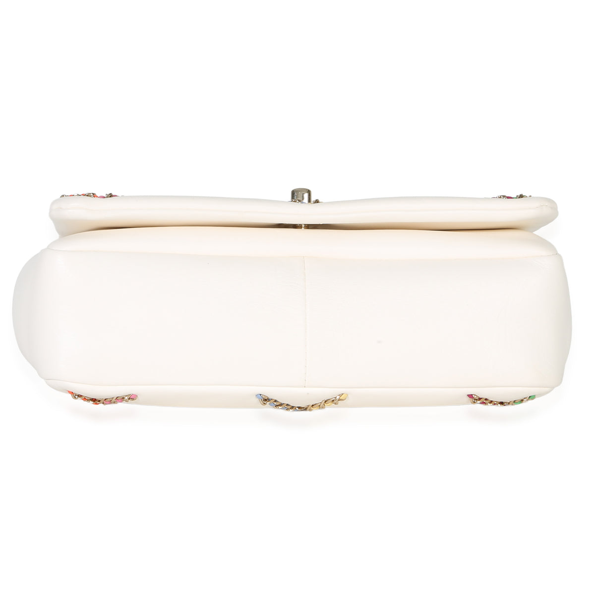 Chanel White Lambskin Multicolor Chain Intertwined Small Flap Bag Handbag stamp