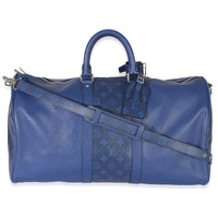 Louis Vuitton Blue Monogram Eclipse Taiga Keepall Bandouliere 45 Handbag fv