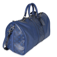 Louis Vuitton Blue Monogram Eclipse Taiga Keepall Bandouliere 45 Handbag pv