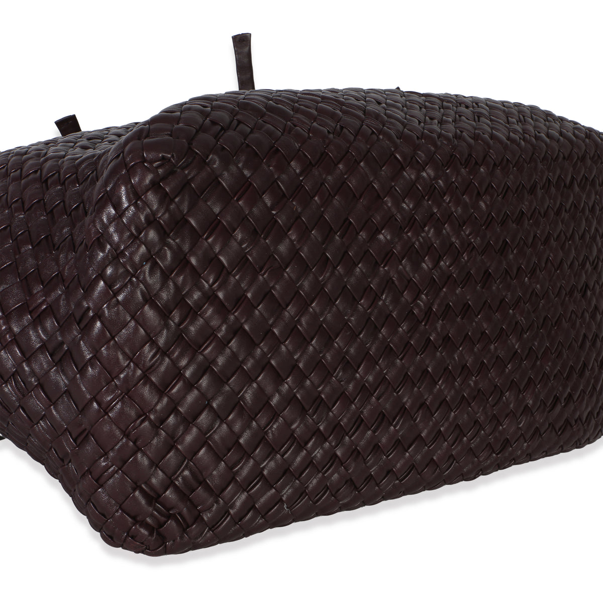 Bottega Veneta Burgundy Nappa Intrecciato Fringe Oversized Cabat Tote Handbag clasp