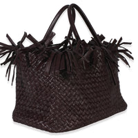 Bottega Veneta Burgundy Nappa Intrecciato Fringe Oversized Cabat Tote Handbag pv