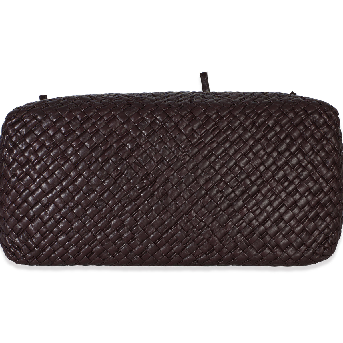 Bottega Veneta Burgundy Nappa Intrecciato Fringe Oversized Cabat Tote Handbag stamp