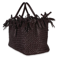 Bottega Veneta Burgundy Nappa Intrecciato Fringe Oversized Cabat Tote Handbag sv