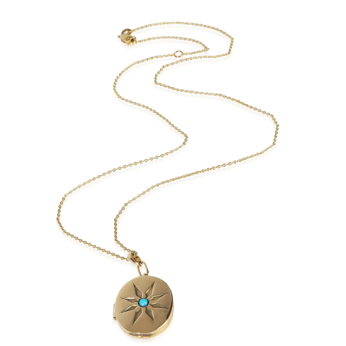 Yellow Gold Turquoise Oval Locket Pendant