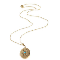 Yellow Gold Turquoise Oval Locket Pendant