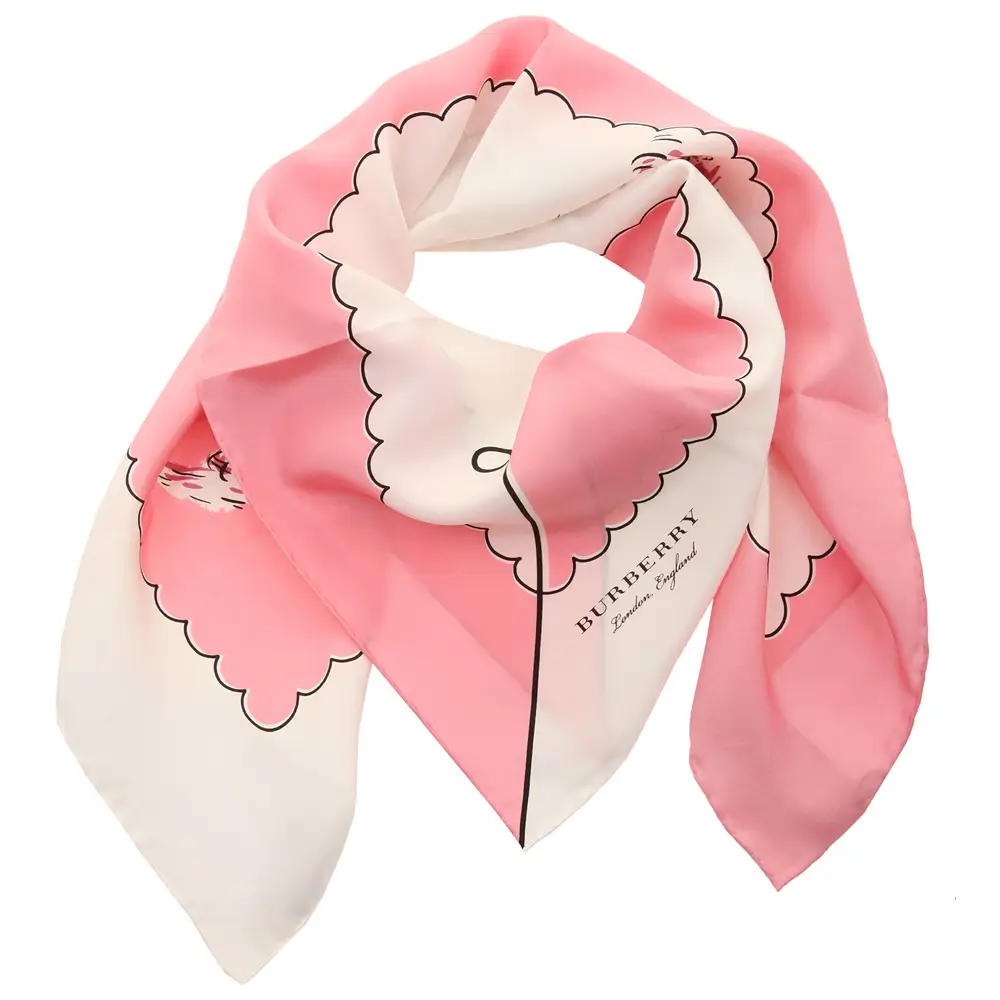 Burberry Pink Printed Silk London Landscape Square Scarf